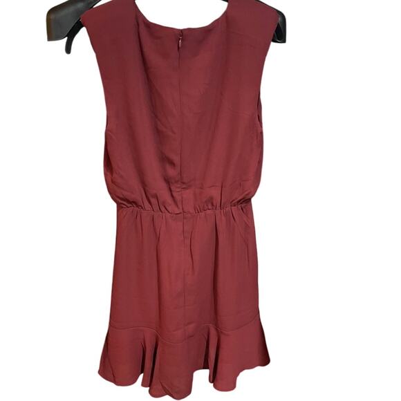 Express Burgundy Sleeveless Short Mini Dress Gathered Skirt Size XS Extra Small - Picture 2 of 5
